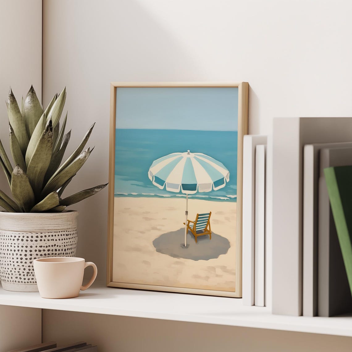 Retro Beach Umbrella Chair Coastal Summer Beach Decor Poster - Image 3