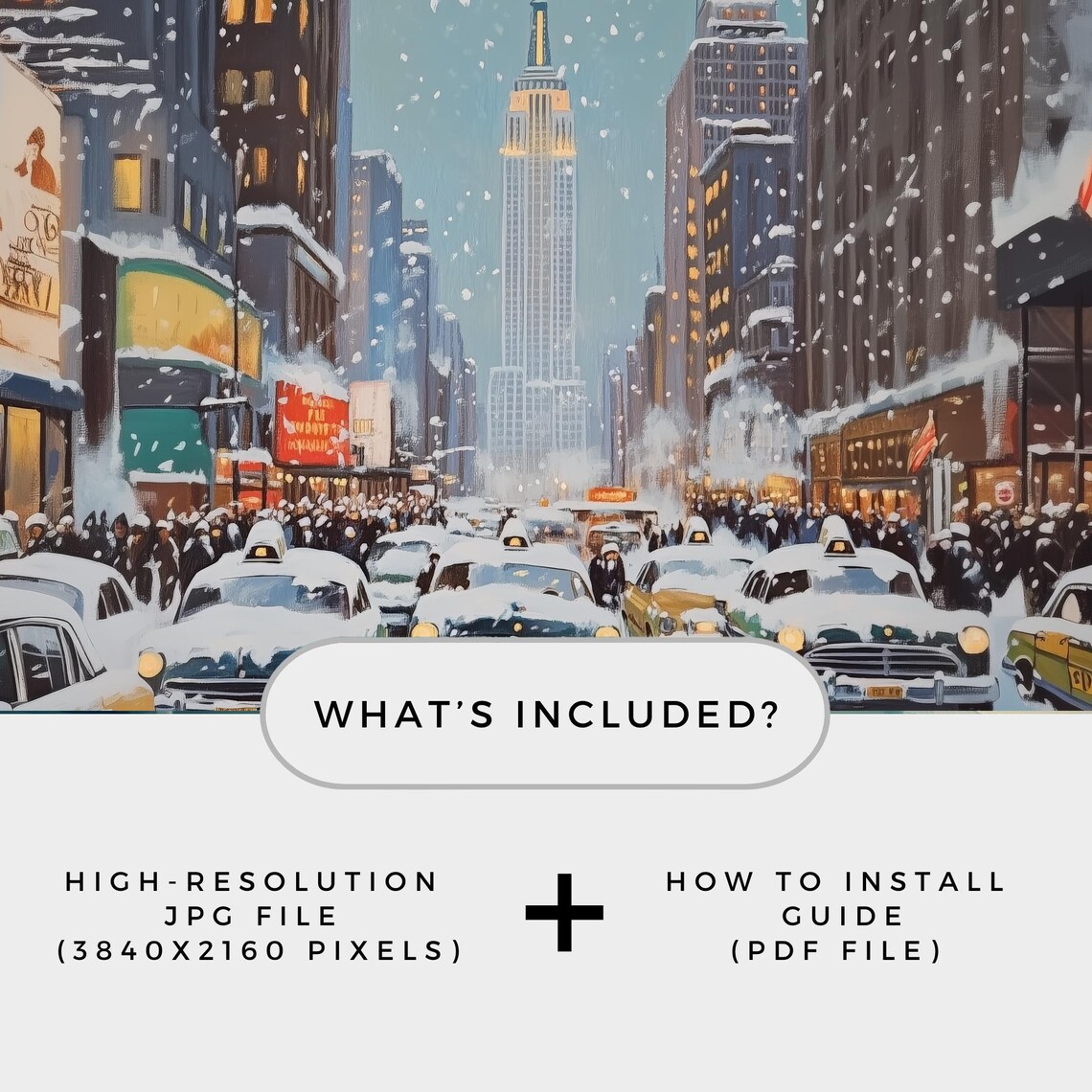 Snowy New York City Street With Empire State Building Poster - Image 3