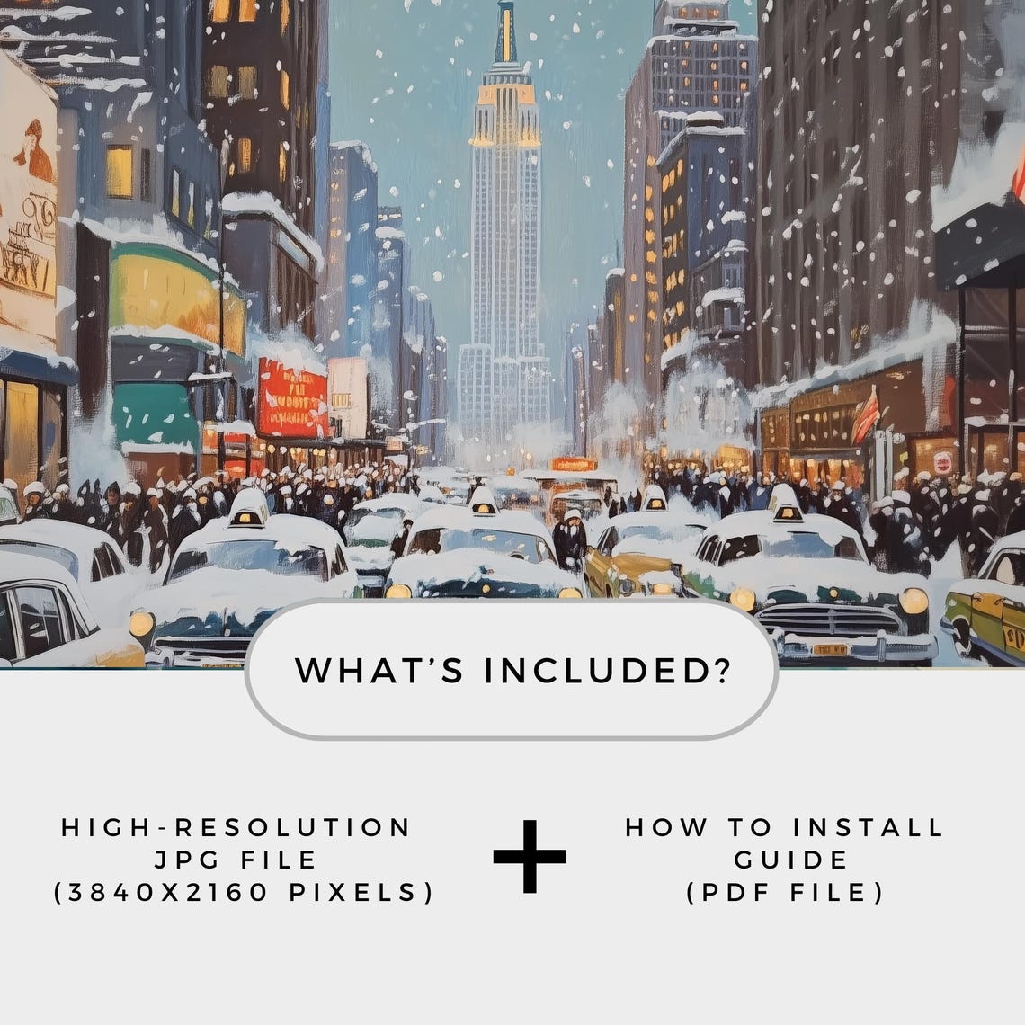 Winter New York Frame Tv Art Snowy Cityscape Oil Painting Vintage Nyc Art For Frame Tv Vintage City Screensaver Ta45 - Image 3