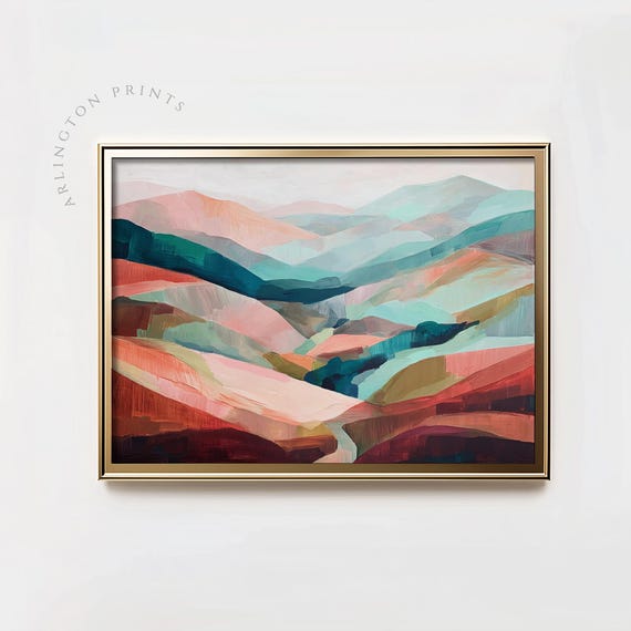 Abstract Painted Hills Landscape, Modern Boho Art Print