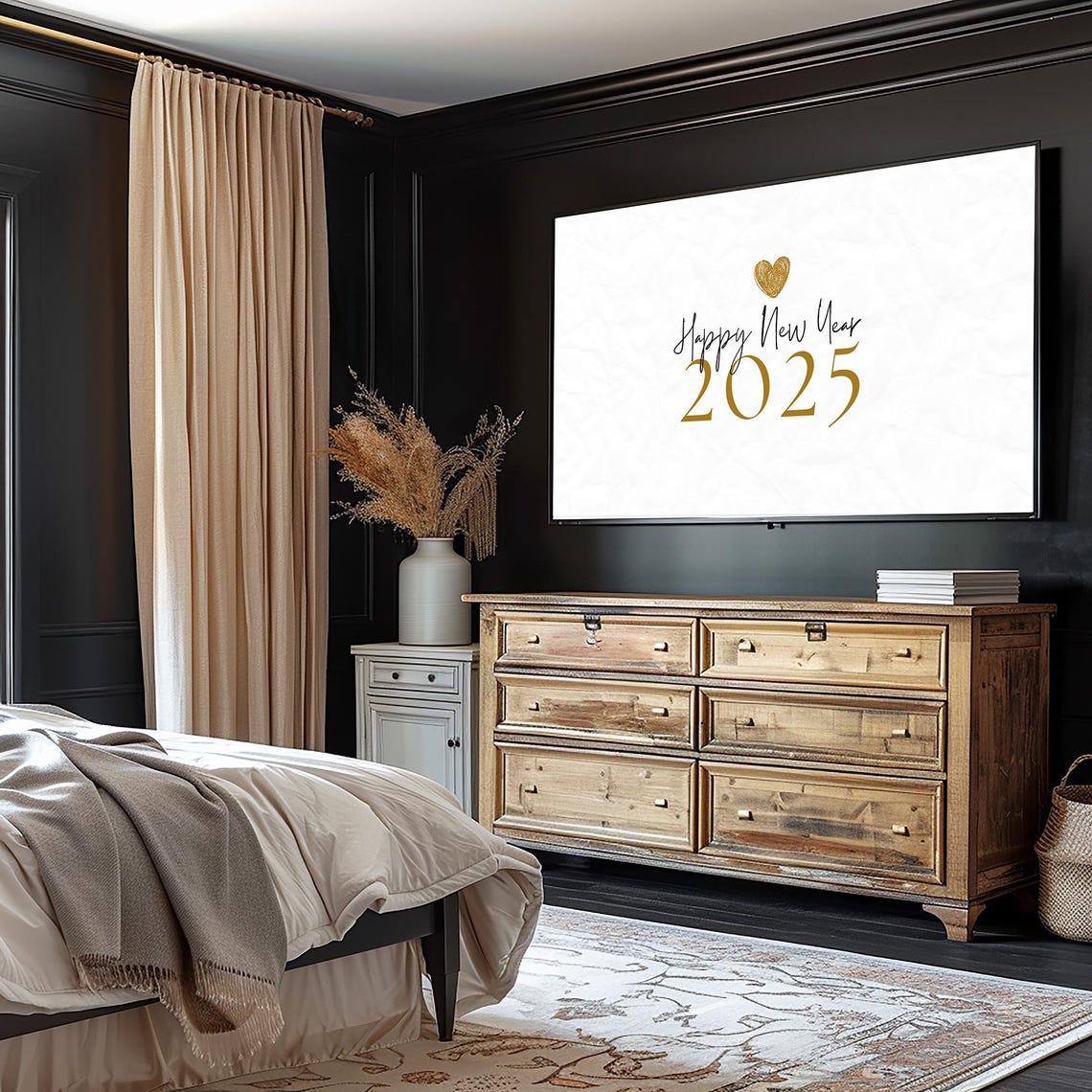 Happy New Year 2025 Gold Heart Elegant Minimalist Typography Poster - Image 4