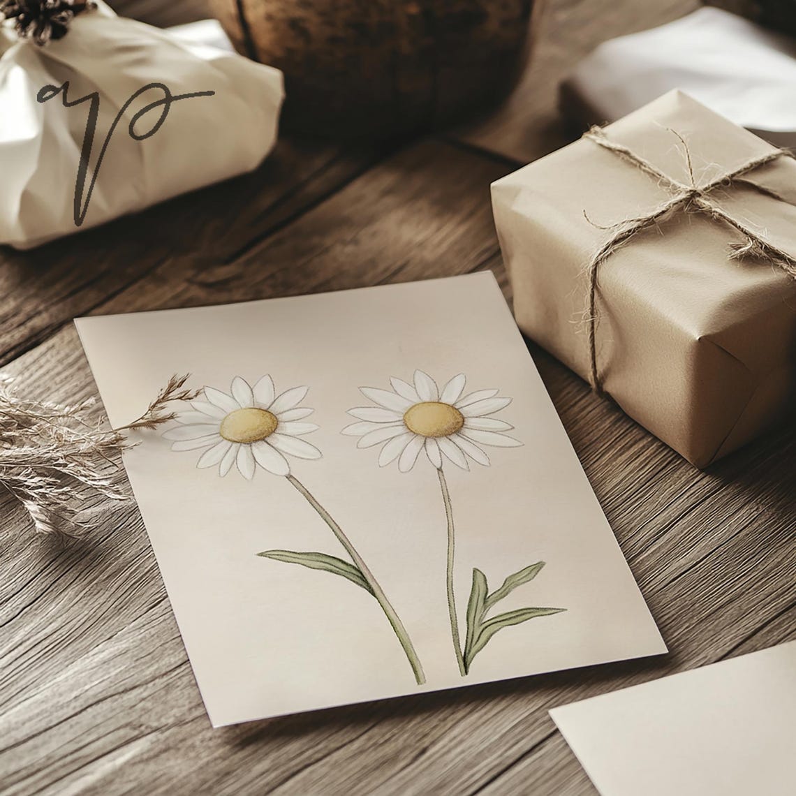 Neutral White Daisy Pair Minimalist Floral Spring Decor Poster - Image 2