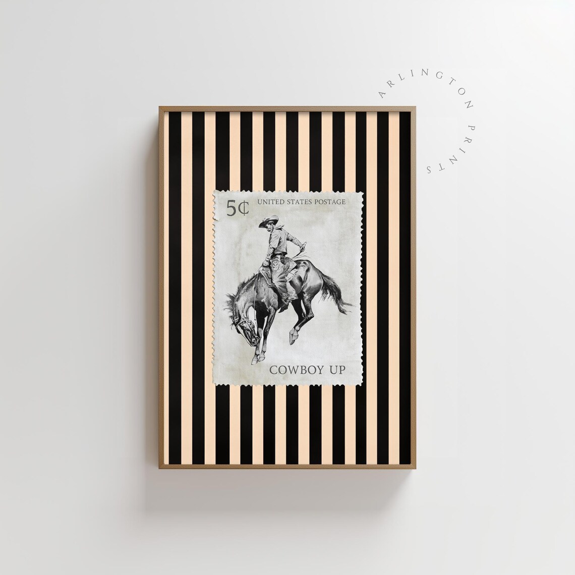 Rodeo Cowboy Postage Print, Vintage Western Poster