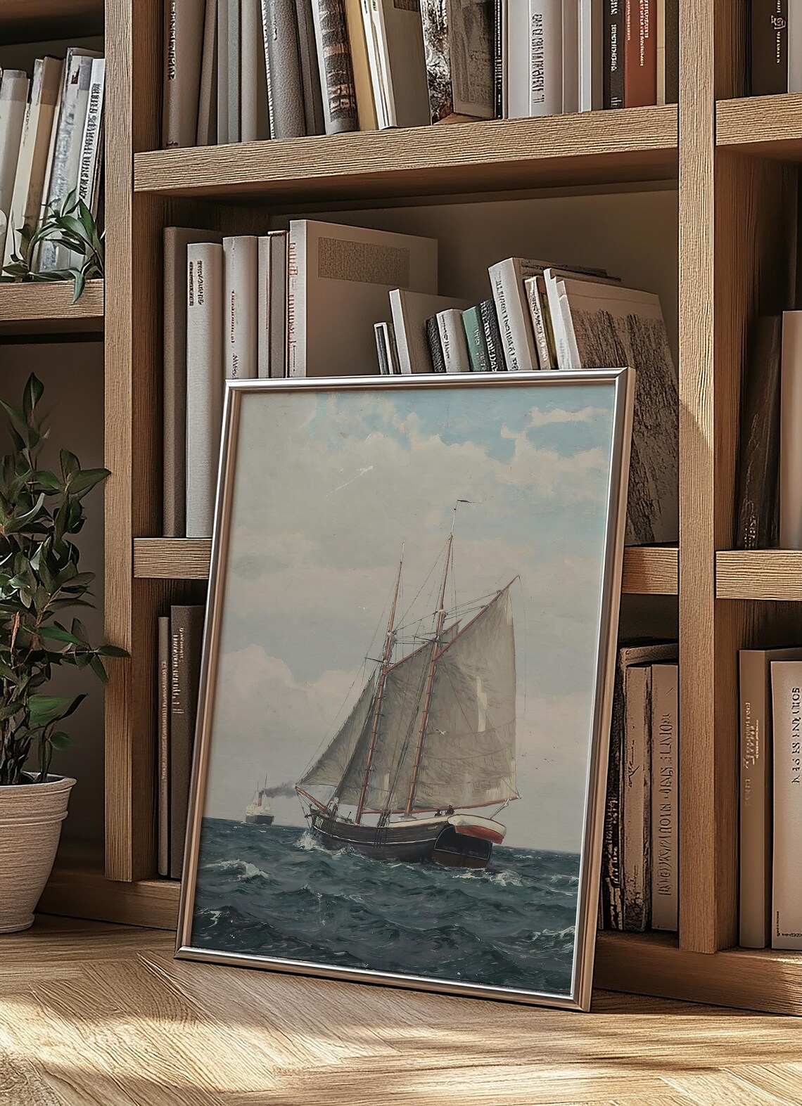 Vintage Ship Painting Rustic Seascape Art Print - Image 6