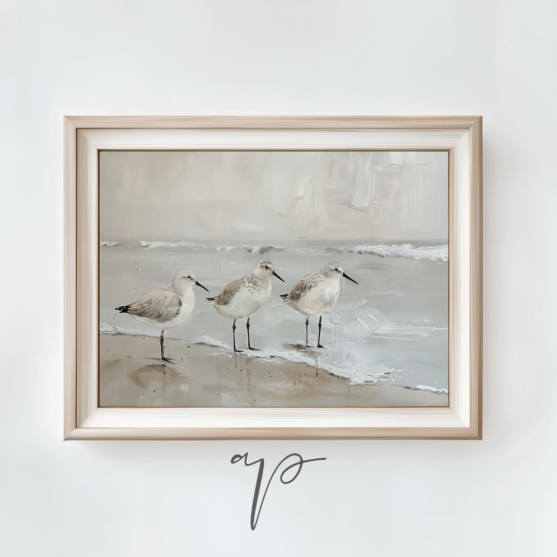 Sandpiper Birds Art Print, Coastal Beach House Decor