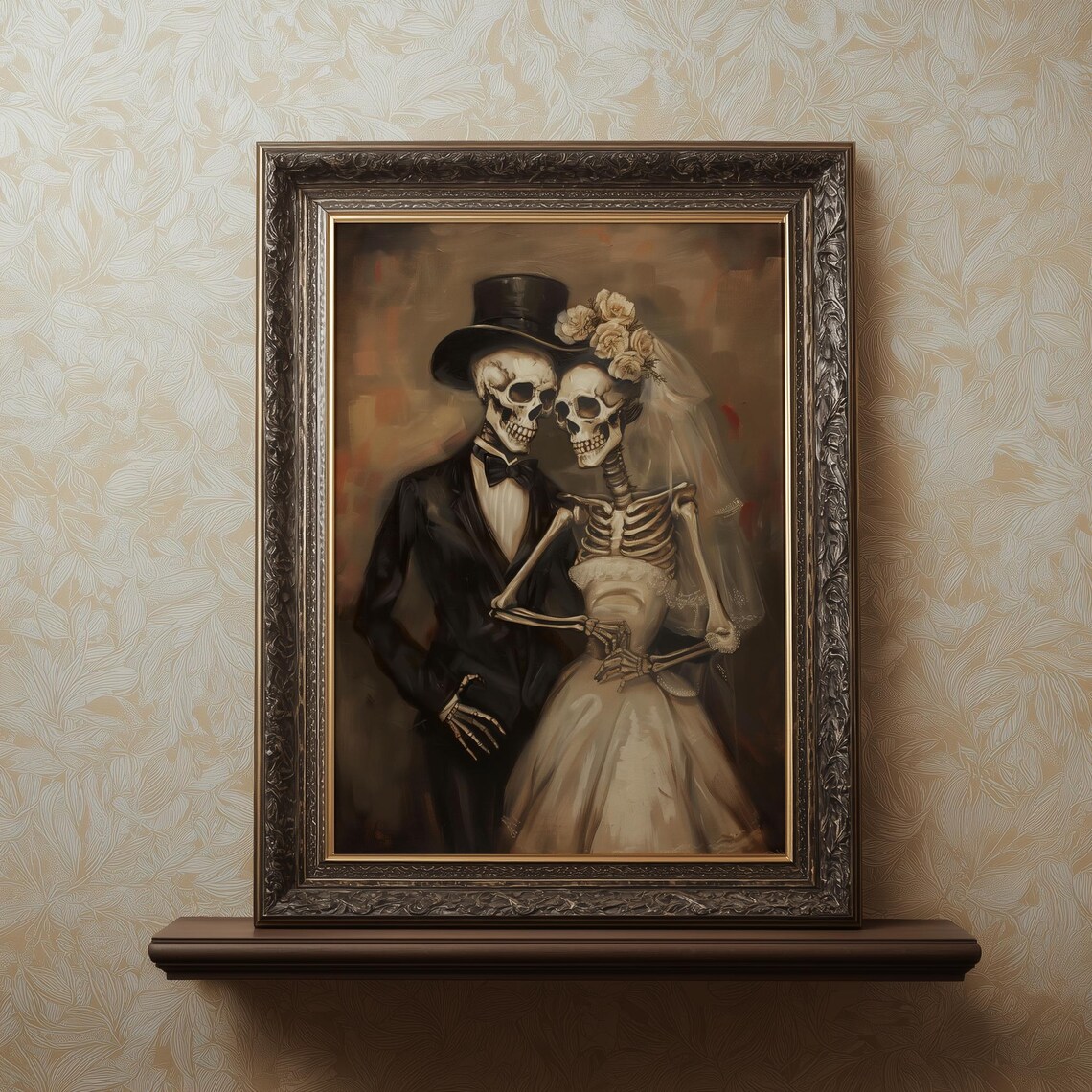 Gothic Skeleton Couple Wedding Art Print