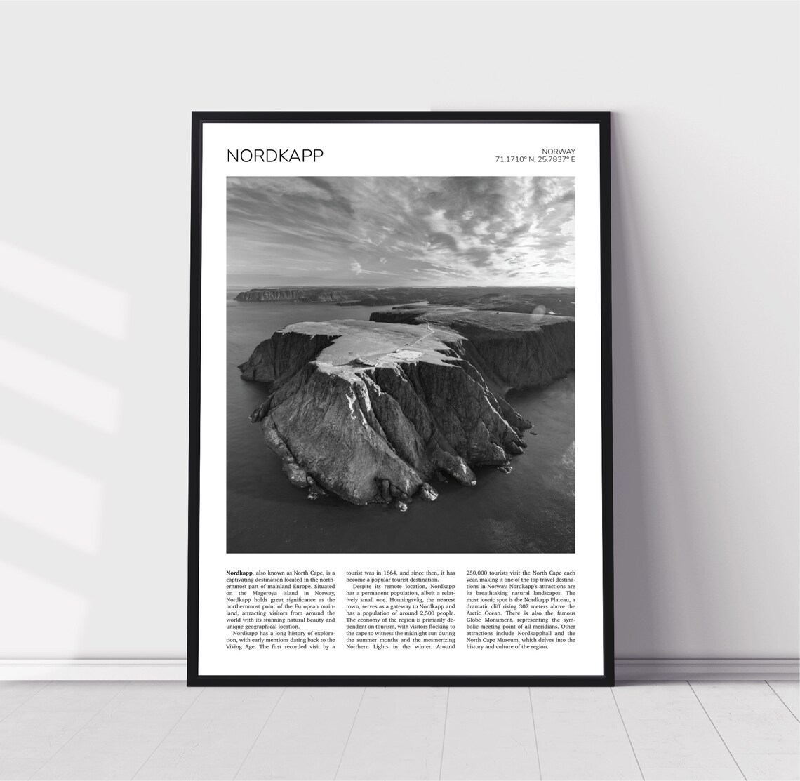 Nordkapp Travel Poster, Barents Sea Landscape Norway