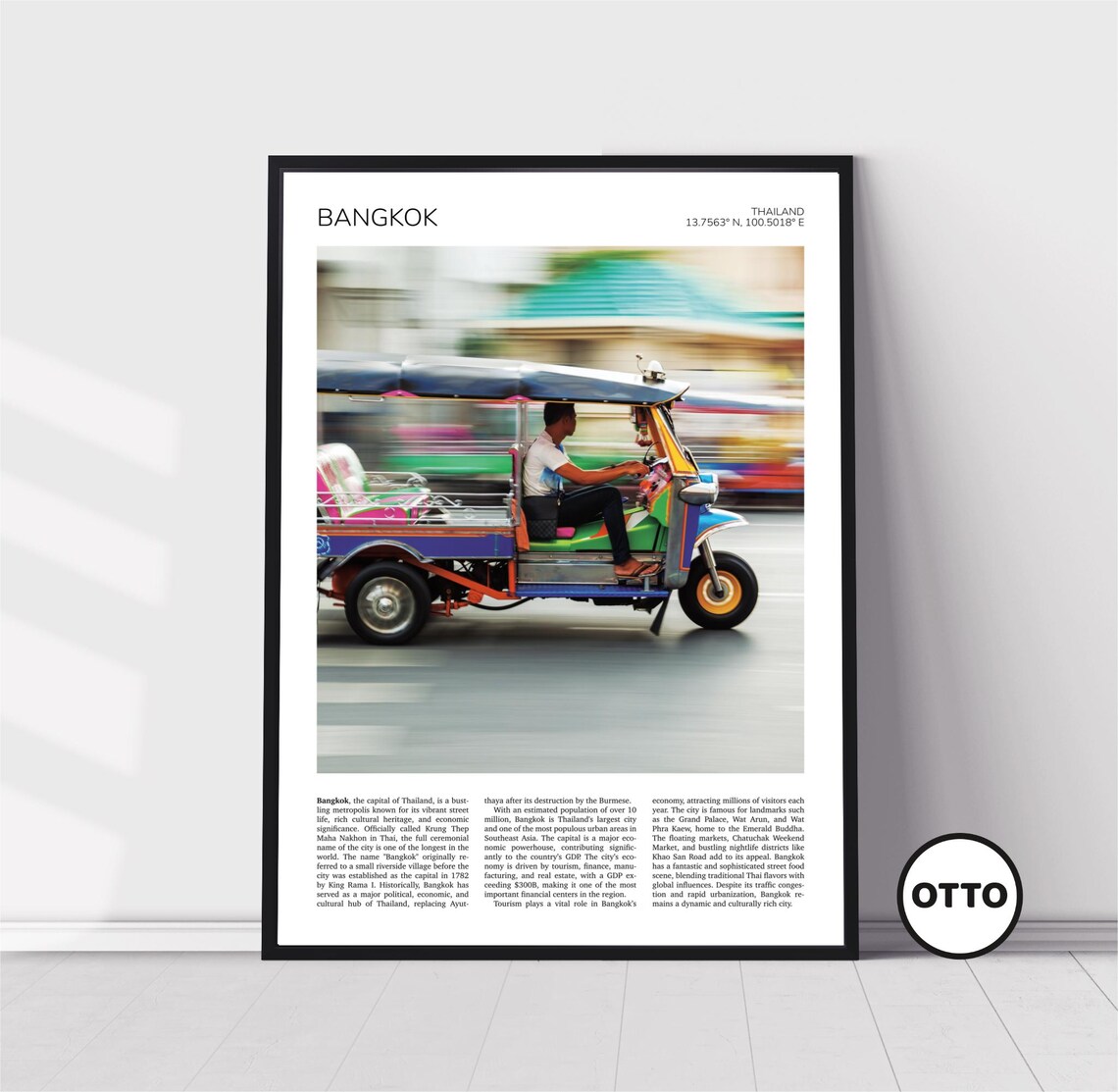 Bangkok Travel Poster, Tuk Tuk Artful Photo Print