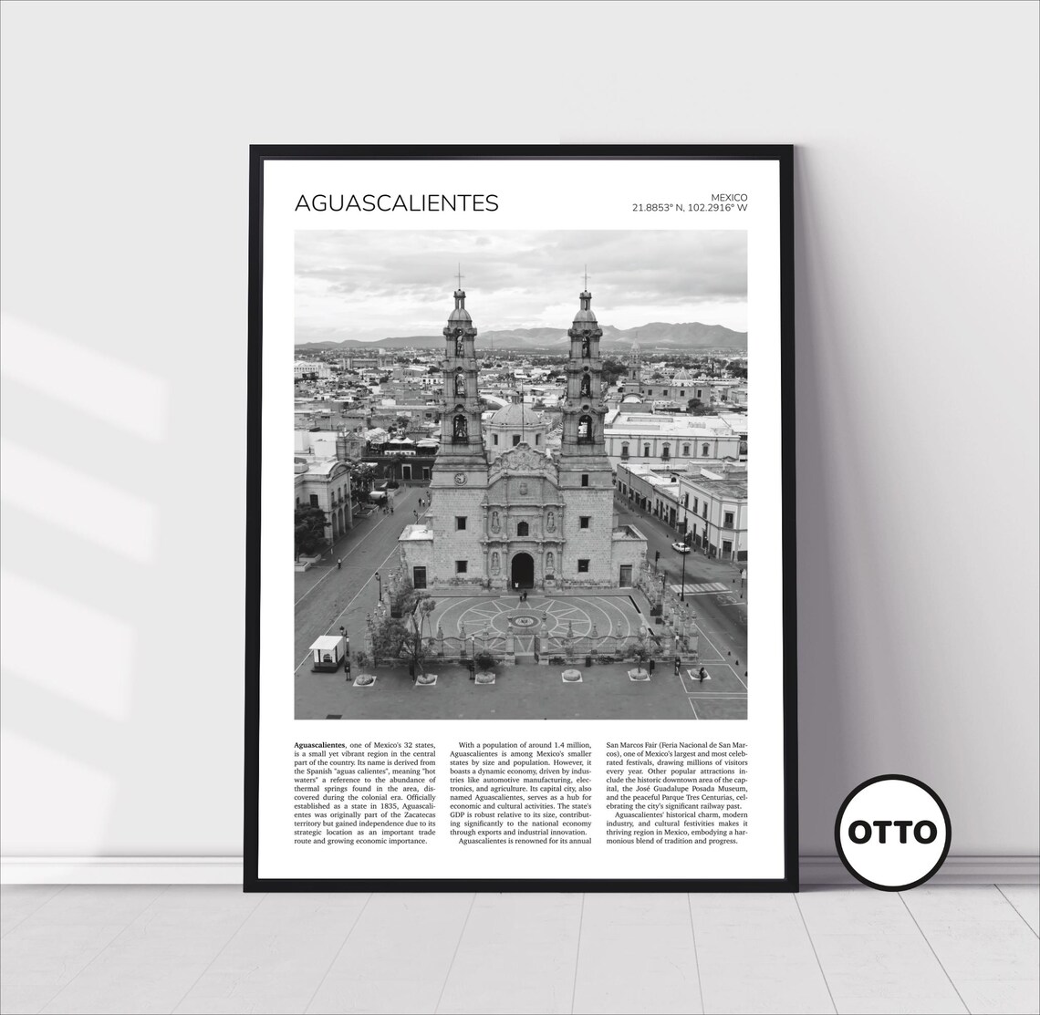 Aguascalientes Cathedral Travel Poster, Mexico