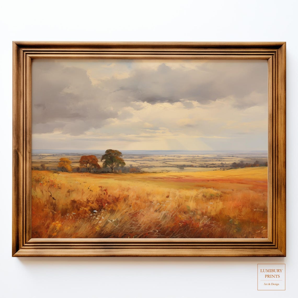 Autumn Landscape Art Countryside Rustic Vintage Prints Meadow Wall Instant
