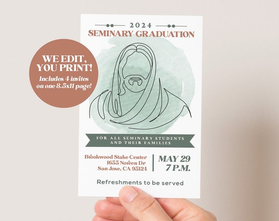 Lds Seminary Graduation Invite 2024 Grad Invitation Lds Seminary Instant Invites Latter Day Saints