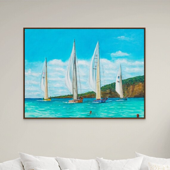 Regatta Wall Art Ocean Regatta Art Seascape Art Nautical Decor Sailing Print Coastal Sailing Decor Boat Race Art