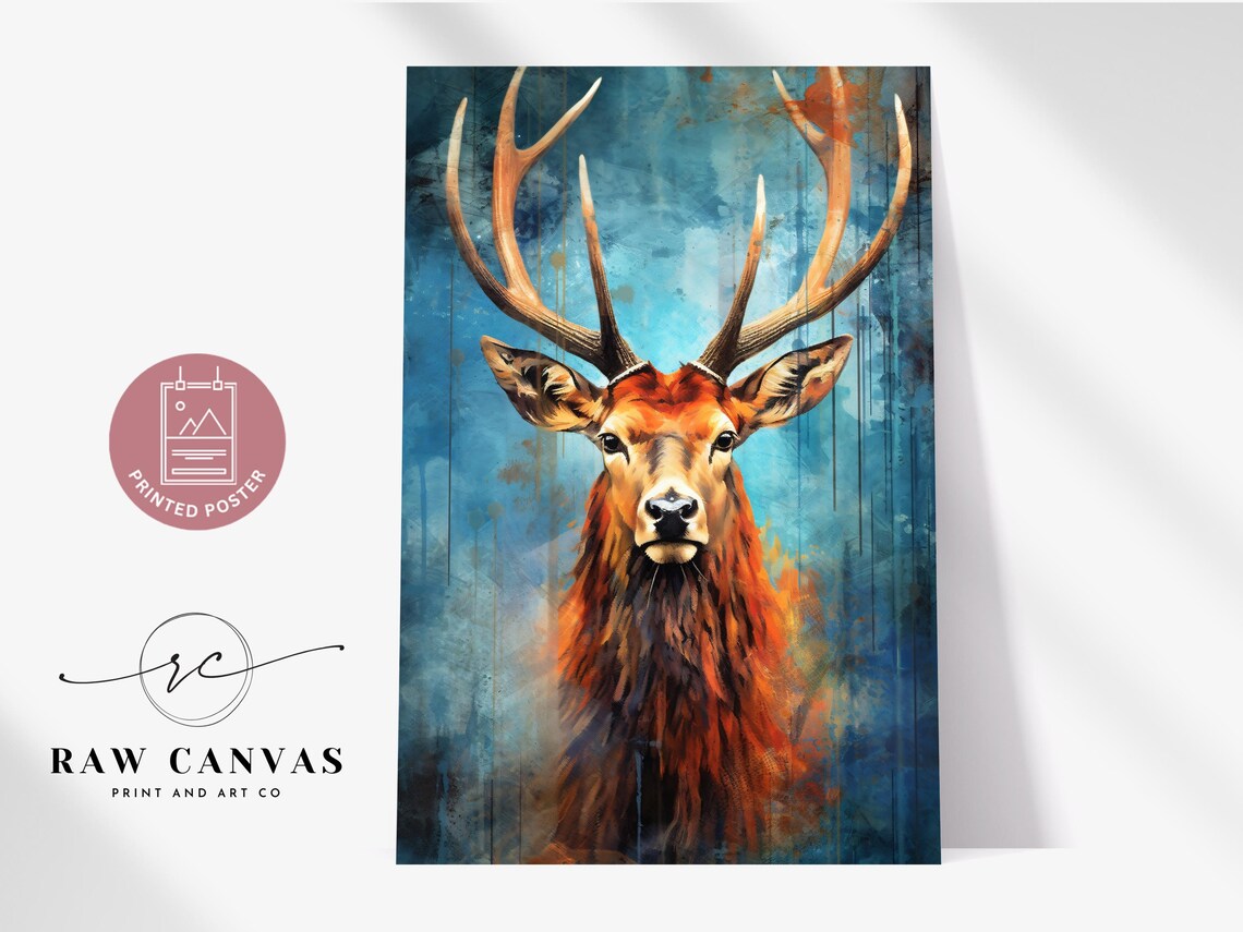 Bold Deer Poster, Modern Rustic Wildlife Decor