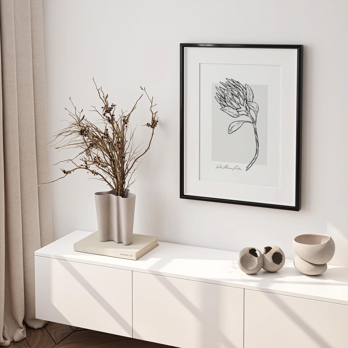 Protea Botanical Line Art, Minimalist Floral Art - Image 2