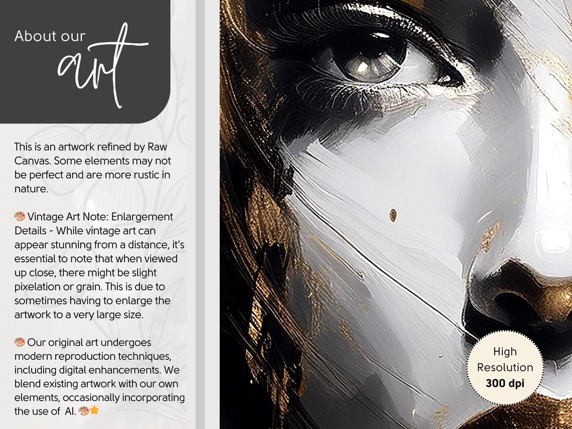 Gold Abstract Portrait, Modern Black Gold Face Painting - Image 2
