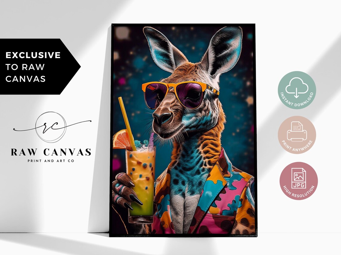 Funky Kangaroo Pop Art Retro Aussie Animal Poster
