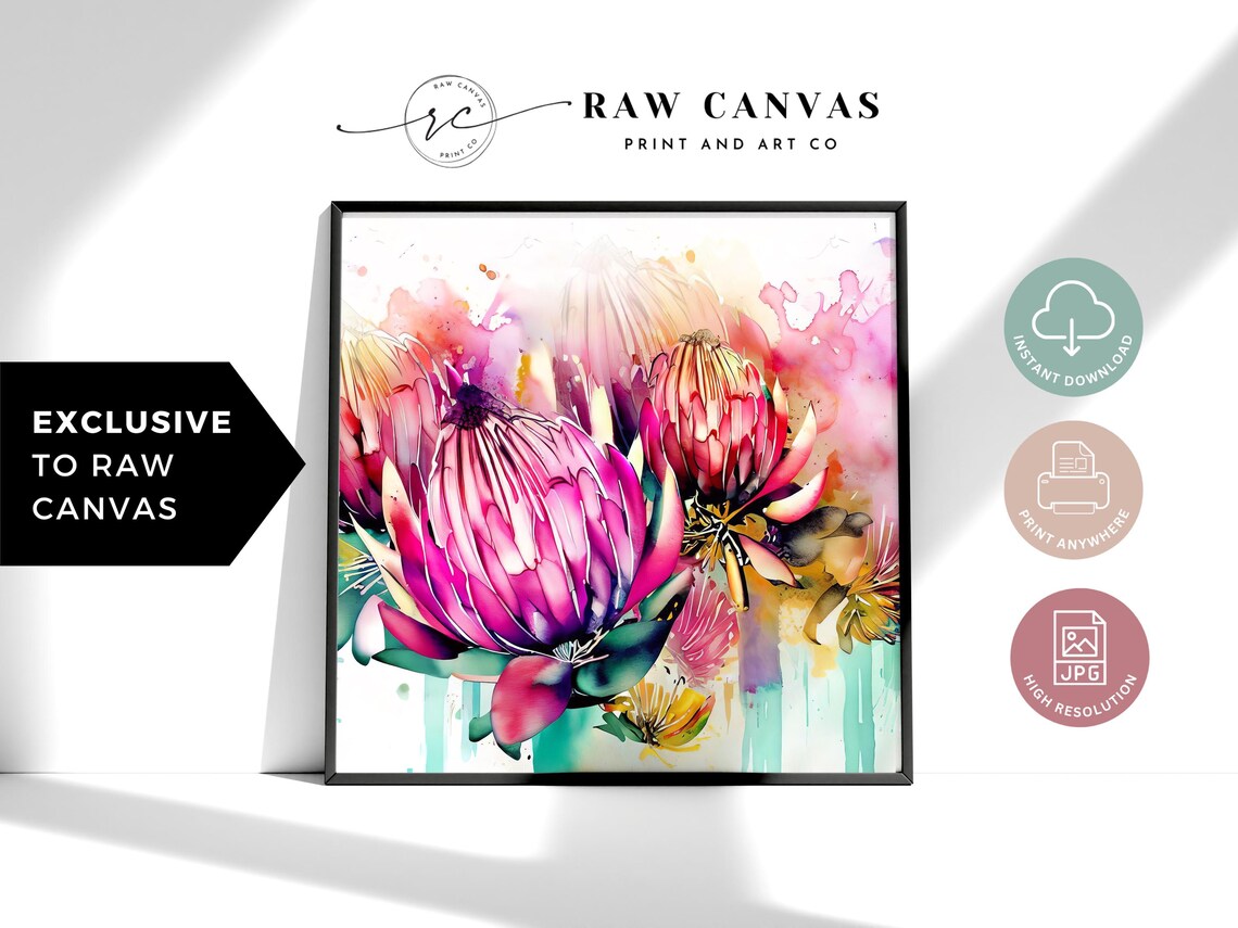 Watercolor Protea, Modern Boho Decor Art Print