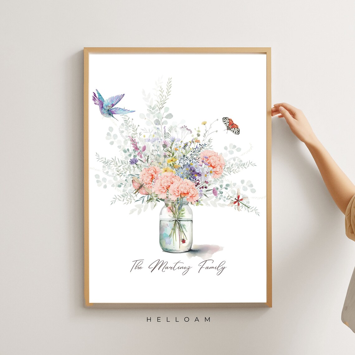 Custom Birth Flower Family Bouquet Art Print, Personalized - Image 2