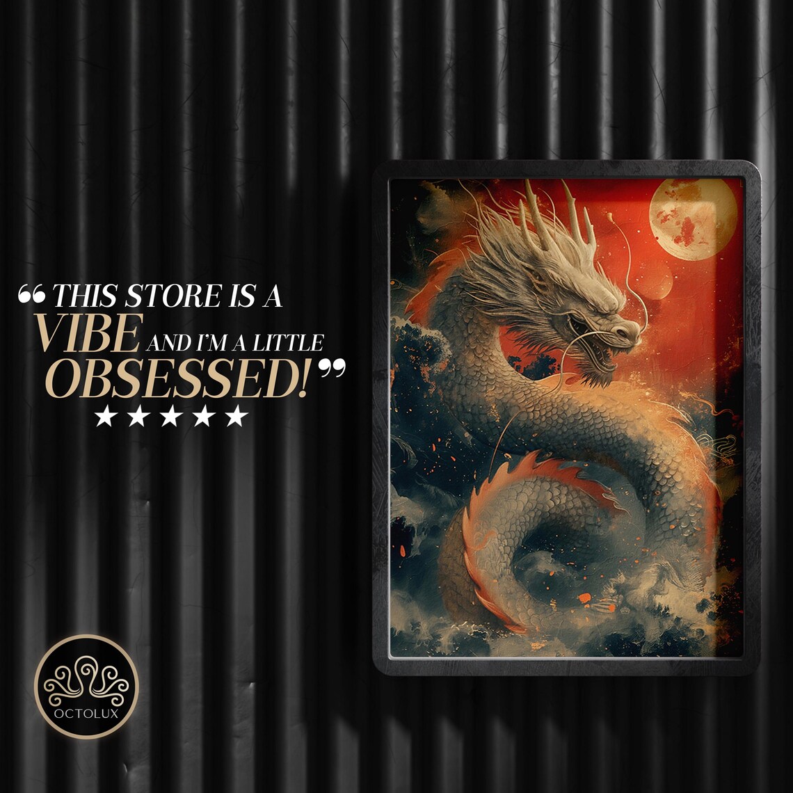 Chinese Dragon Red Sunset Full Moon Year Of The Dragon Art Poster - Image 3