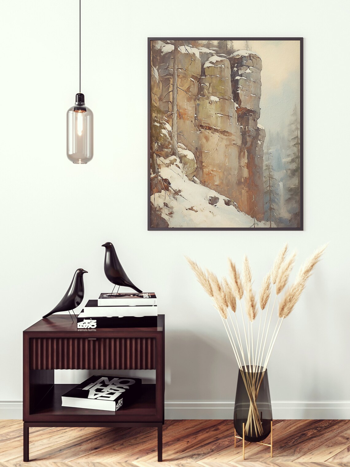 Western Cliffs, Vintage Style Christmas Art Print - Image 3