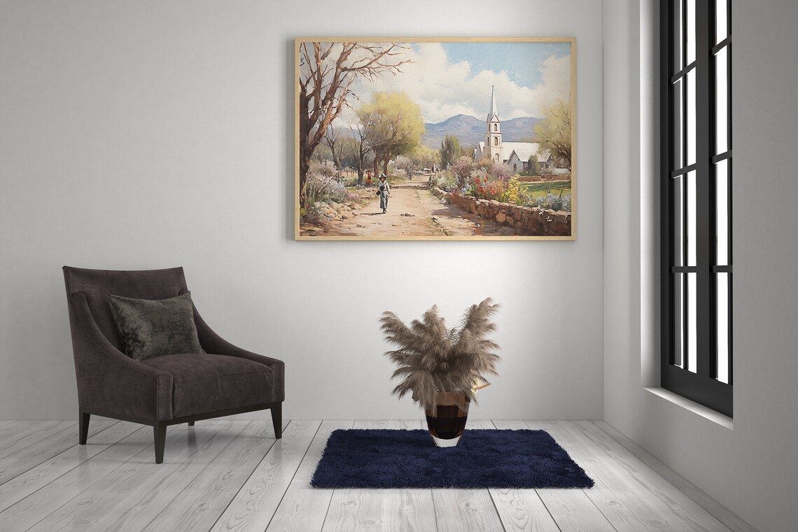 Old Western Town 05, Rustic Style Scenic Art Print - Image 3