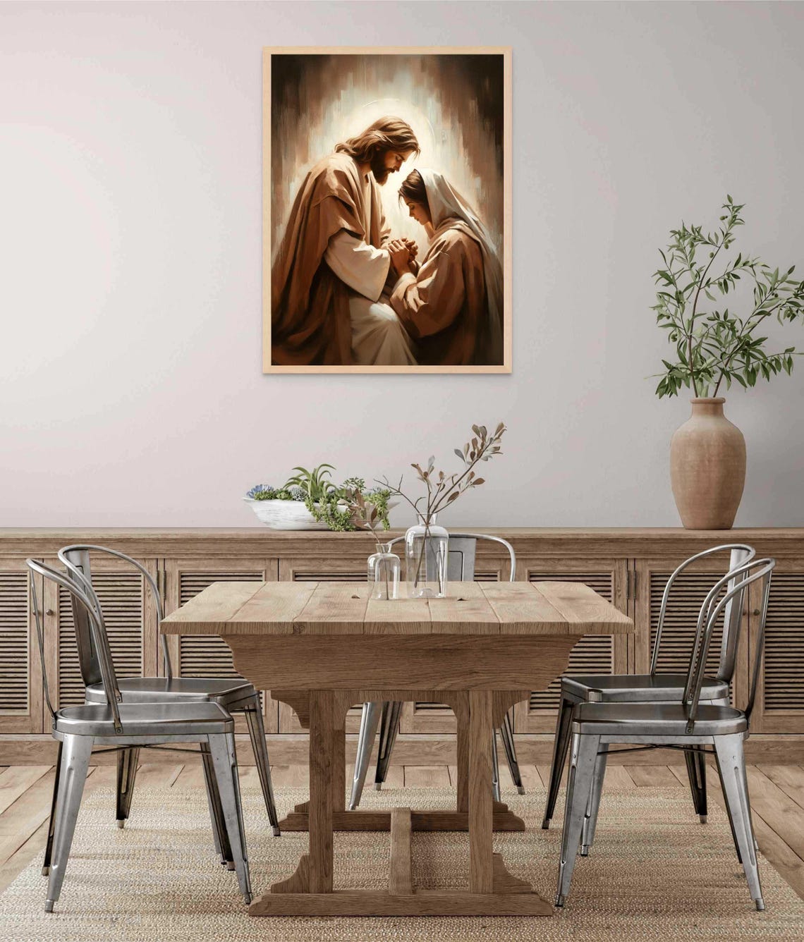 Jesus Embracing Kneeling Woman Golden Light Christian Faith Poster - Image 5