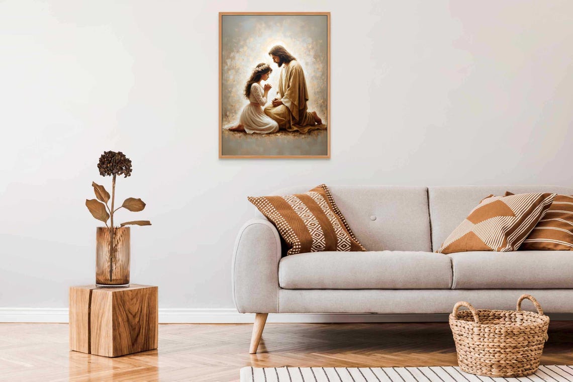 Jesus And Woman Modern Christian Art Jesus Praying With Girl Picture Of Jesus Lds Painting Bible Art Jesus And Girl Christian Prints - Image 7