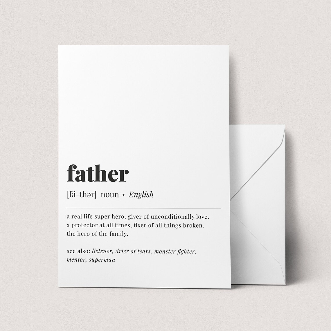 Father Definition Real Life Hero Gift Minimalist Typography Poster - Image 3