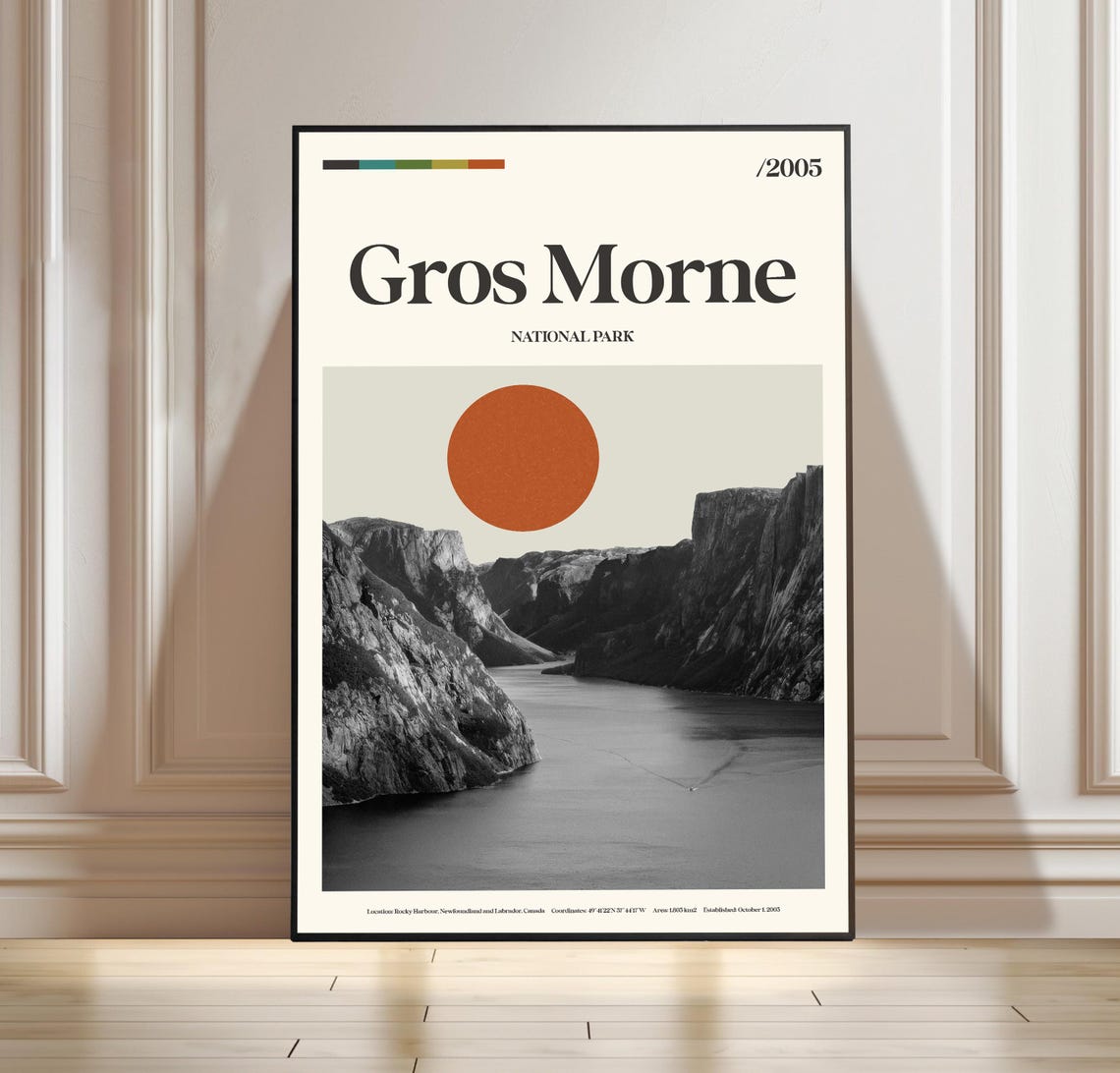 Gros Morne National Park 2005 Newfoundland Retro Travel Poster