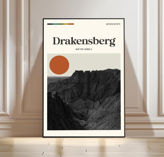 Drakensberg Poster South Africa Travel Landscape Print Wall Art Nature Adventure