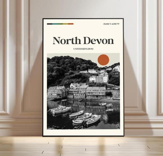North Devon Poster United Kingdom Travel Cityscape Print Art Gift Lovers