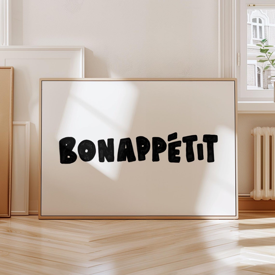 Bon Appétit Hand Drawn Black Lettering French Kitchen Poster