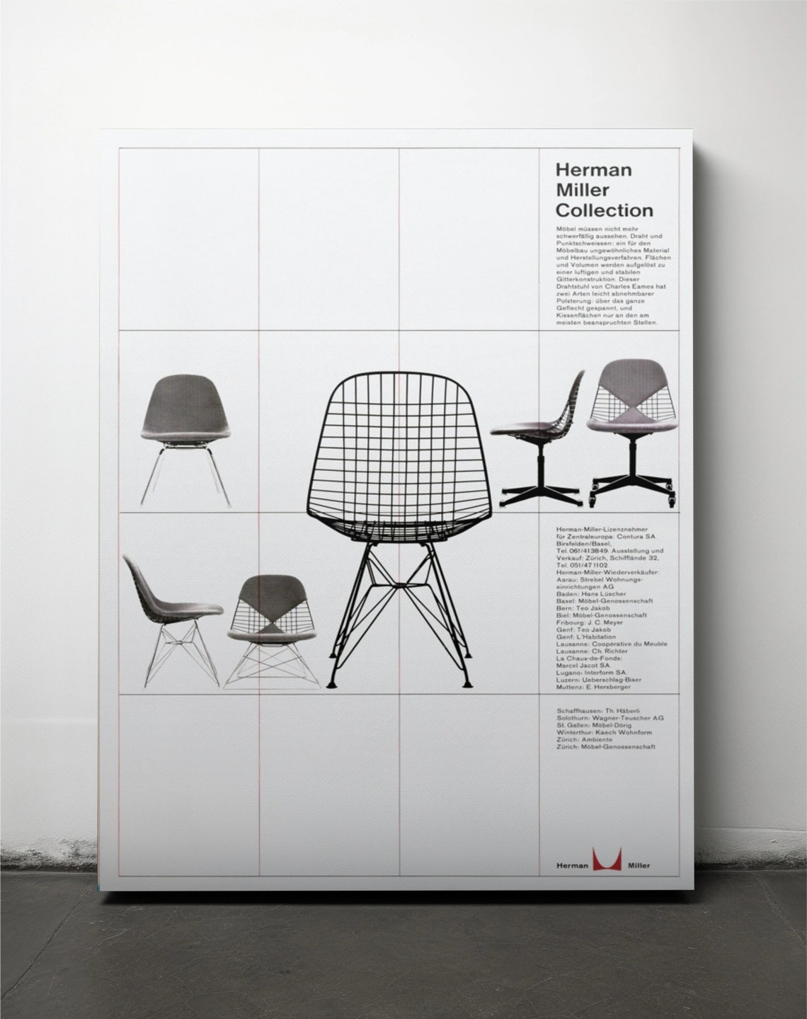 Herman Miller Collection Wire Frame Chair Mid Century Vintage Print - Image 3