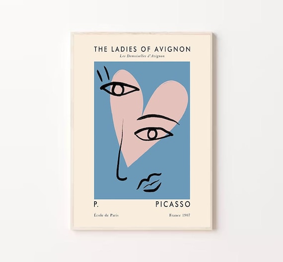 Pablo Picasso Ladies of Avignon 1907 Minimalist Line Face Poster