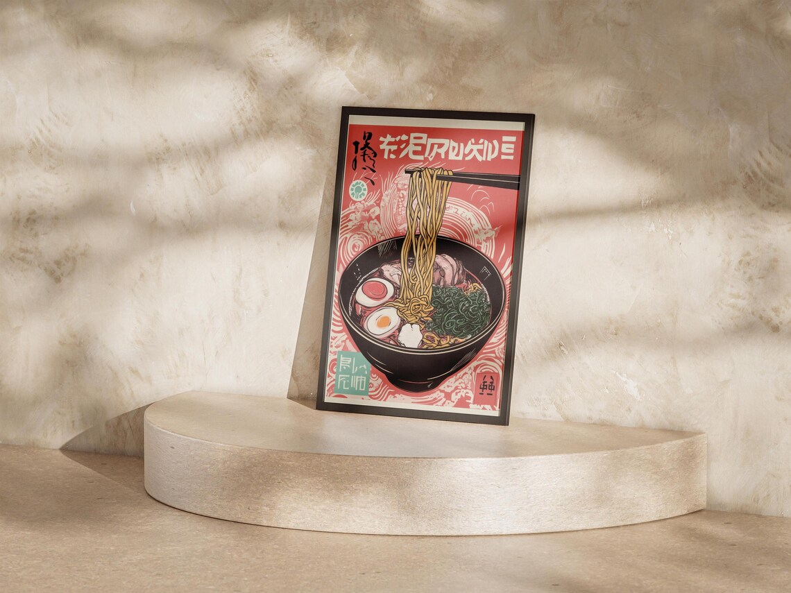 Japanese Ramen Bowl Chopsticks Noodles Asian Food Lovers Wall Art - Image 3