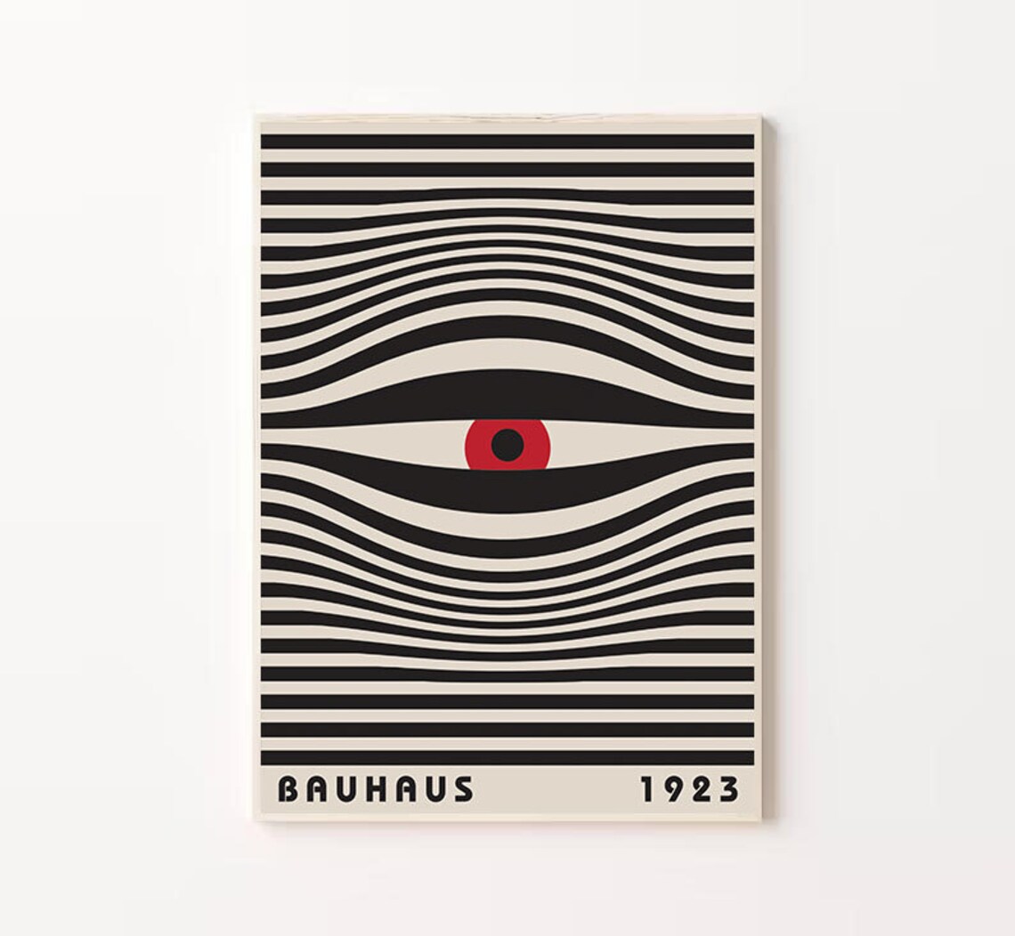 Bauhaus 1923 Op Art Eye Stripes Red Dot Geometric Art Poster