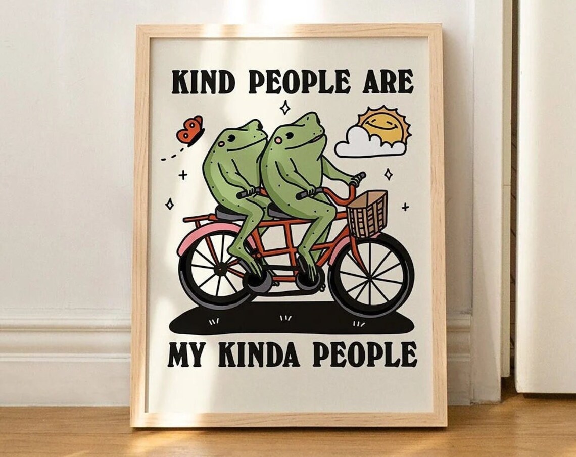 Frog Illustration Art Print, Cute Cottagecore Classroom Decor