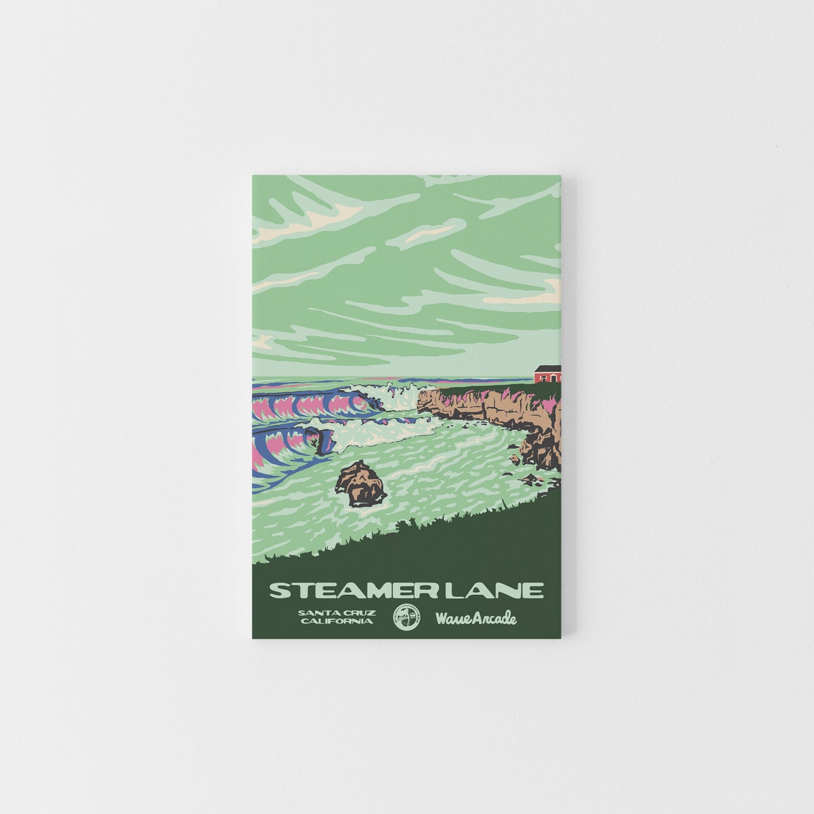 Steamer Lane Santa Cruz California Cliff Waves Surf Travel Poster
