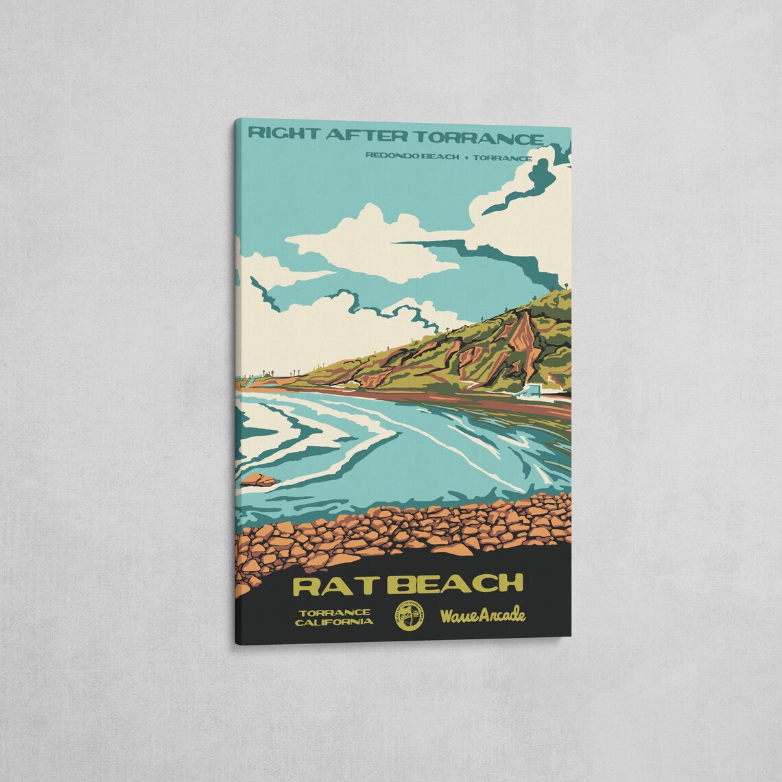 Rat Beach Torrance California Rocky Shoreline Vintage Surf Poster - Image 2