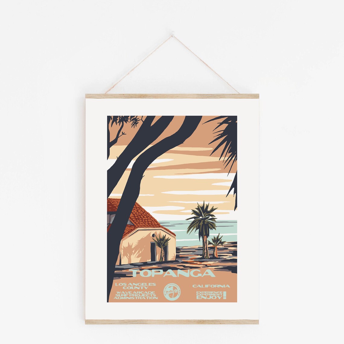 Digital Topanga Los Angeles County Ca Surf Poster National Parks Style - Image 2