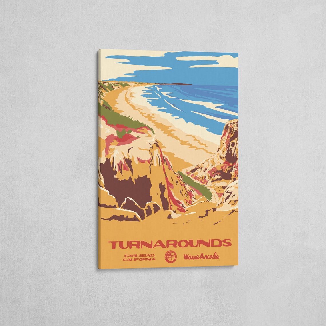 Turnarounds Carlsbad Surf Cliffs Beach Travel Poster California - Image 2