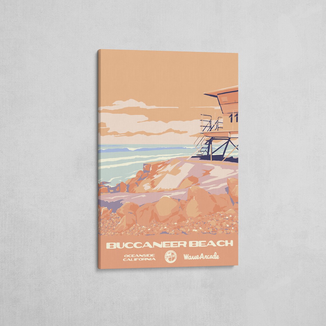 Buccaneer Beach Oceanside California Lifeguard Tower Travel Poster - Image 2
