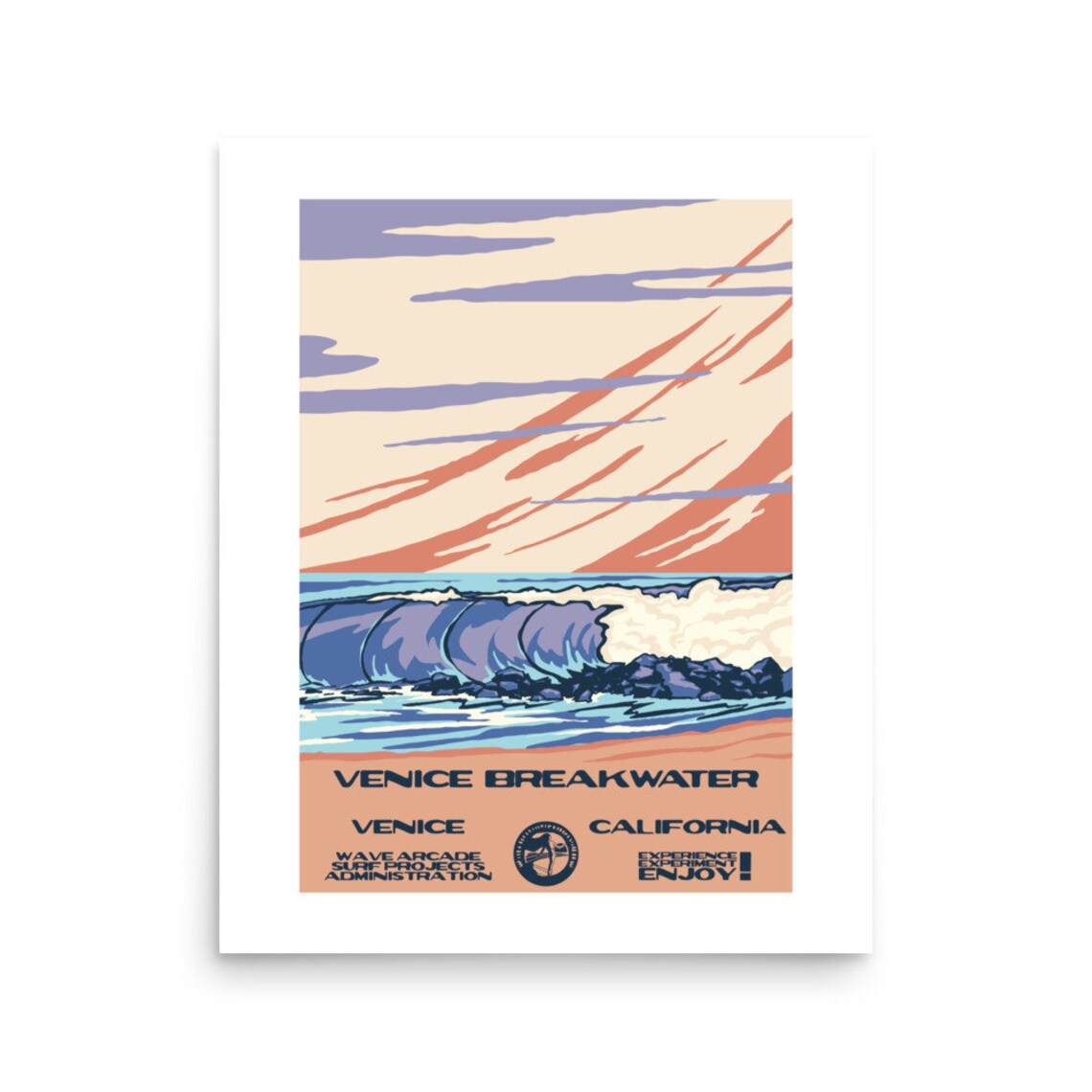 Copy Venice Breakwater Venice Ca Surf Poster National Parks Style - Image 2
