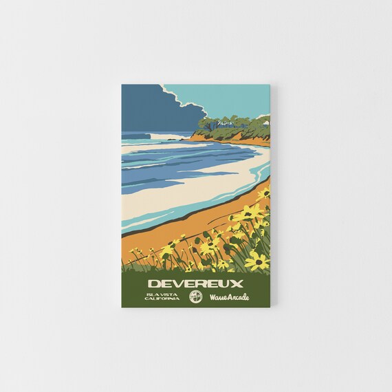 Devereux Isla Vista Ca Print National Parks Vintage Style Surf Art Framedunframed Coastal Print