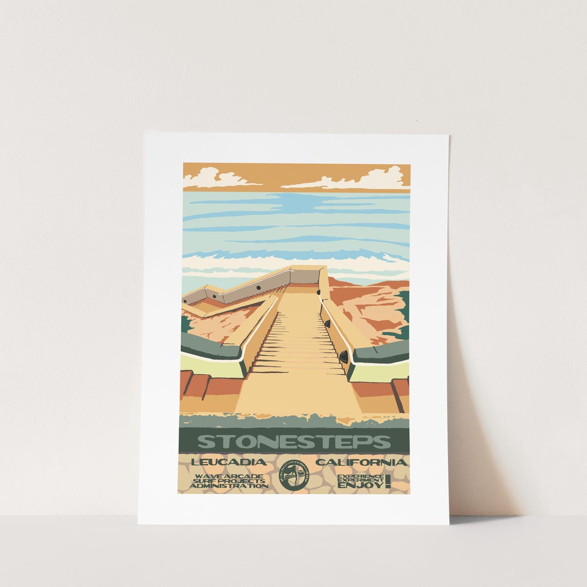 Stonesteps Beach Leucadia California Sandstone Stairs Waves Poster