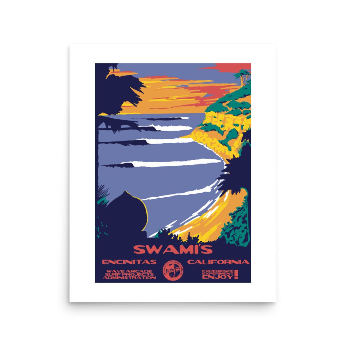 Copy Swamis Encinitas Ca Surf Poster National Parks Style - Image 2