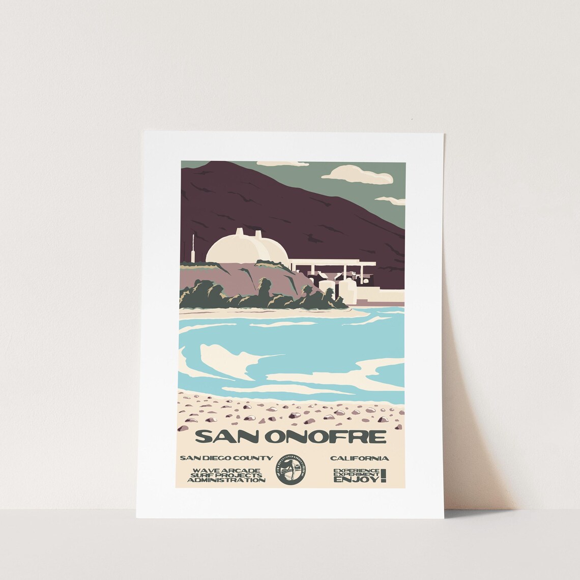 Copy San Onofre San Diego County Ca Surf Poster National Parks Style