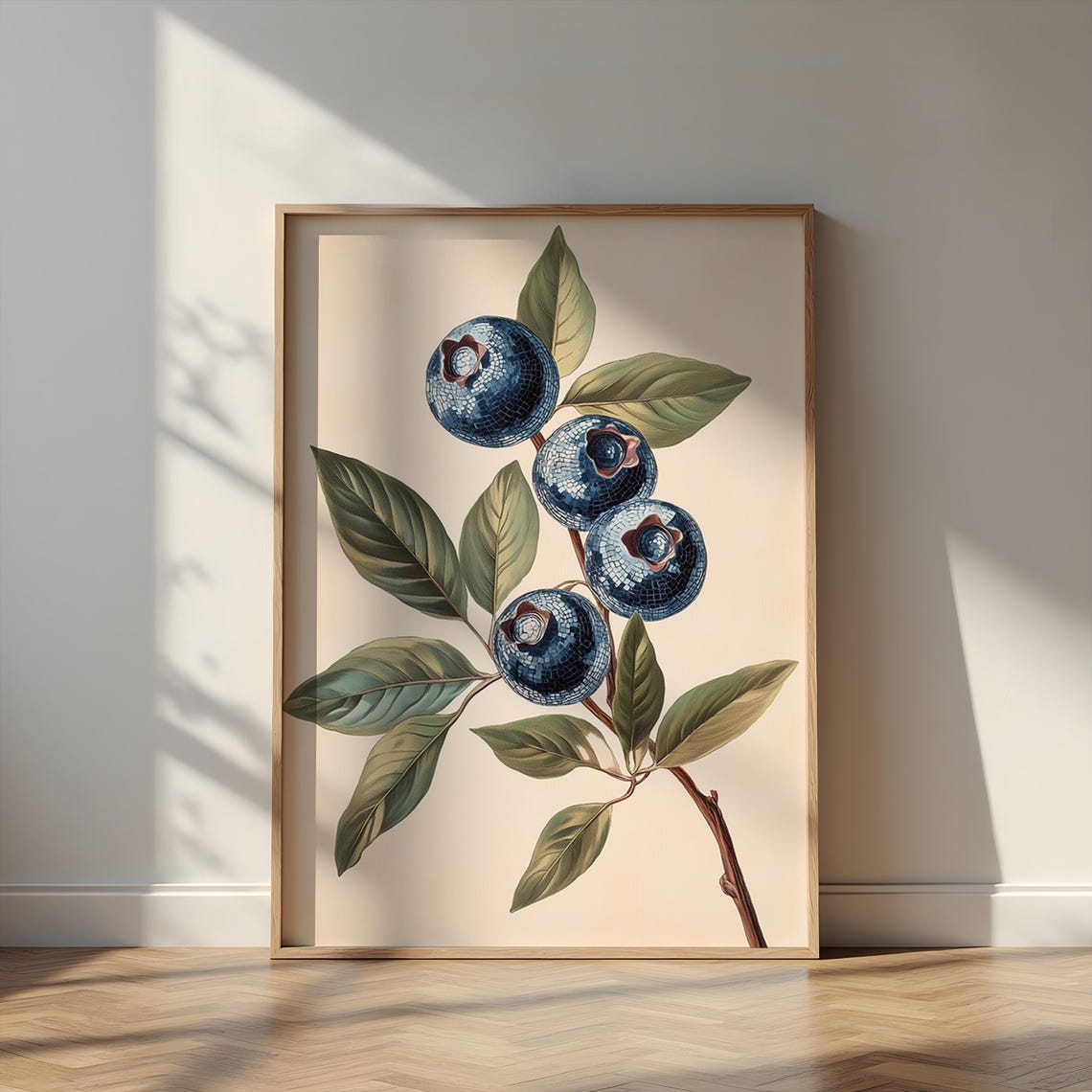 Blueberry Disco Ball Botanical Minimalist Trendy Kitchen Art Poster