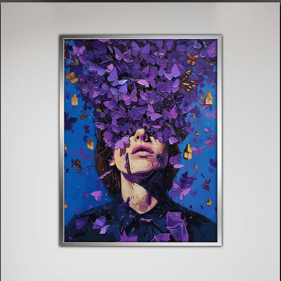 Purple Blossom Abstract Portrait Canvas Wall Art Floral And Nature Inspired Female Modern Decor