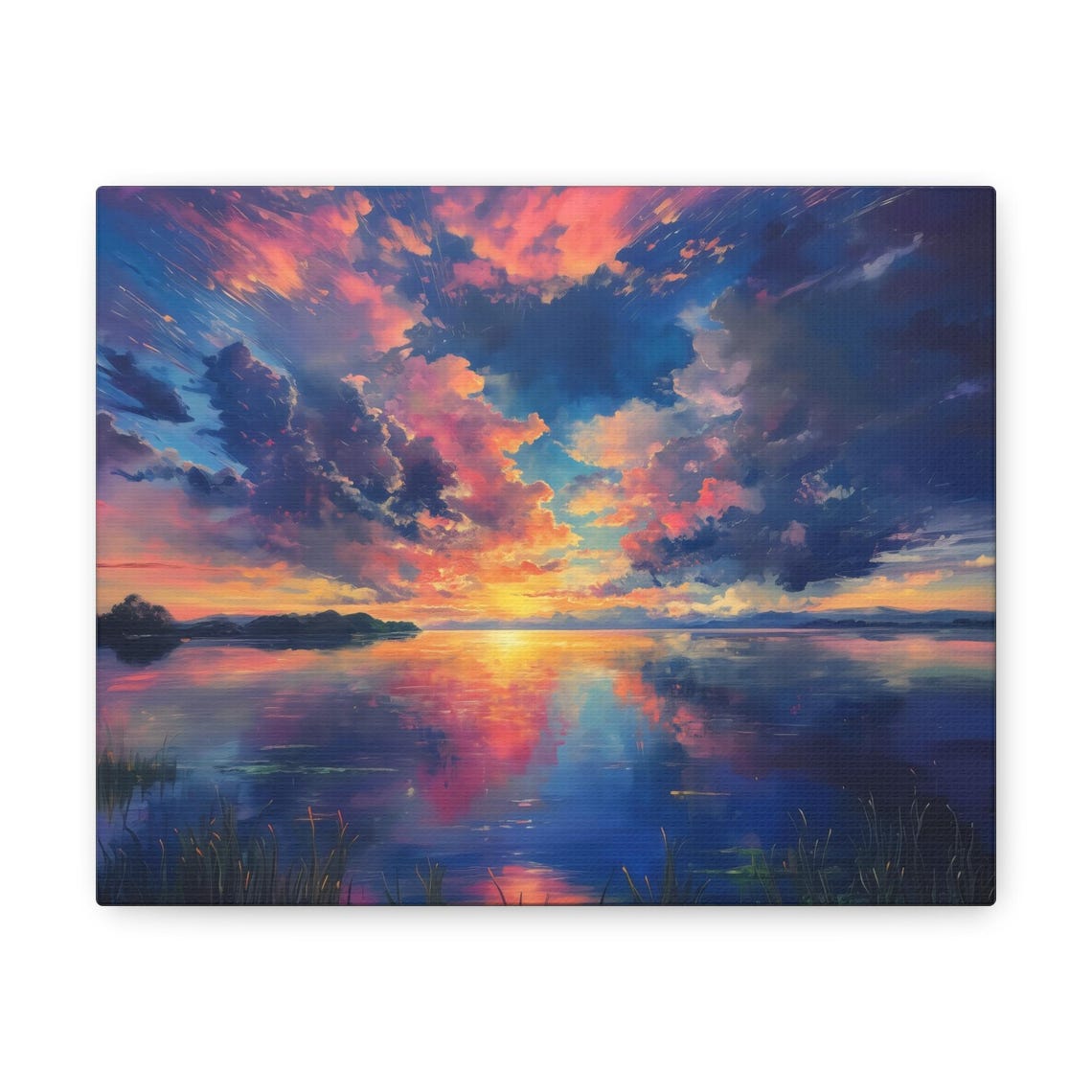 Pink and Purple Sunset Clouds Reflecting on a Peaceful Lake Poster - Image 3